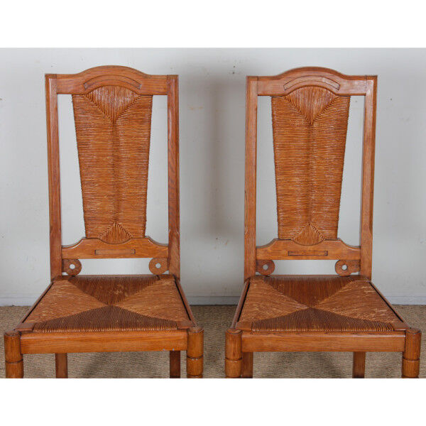 Suite de 6 chaises dans le goût de Charles Dudouyt, 1950