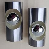 70's metal cylindrical wall sconces