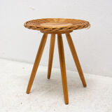 Tabouret en rotin par Jan Kalous pour Úluv, années 1960, Tchécoslovaquie
