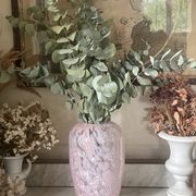 Marbled pink blown glass art vase, La Rochère