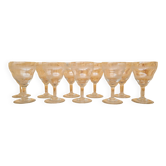 Service of 10 chiseled crystal wine glasses