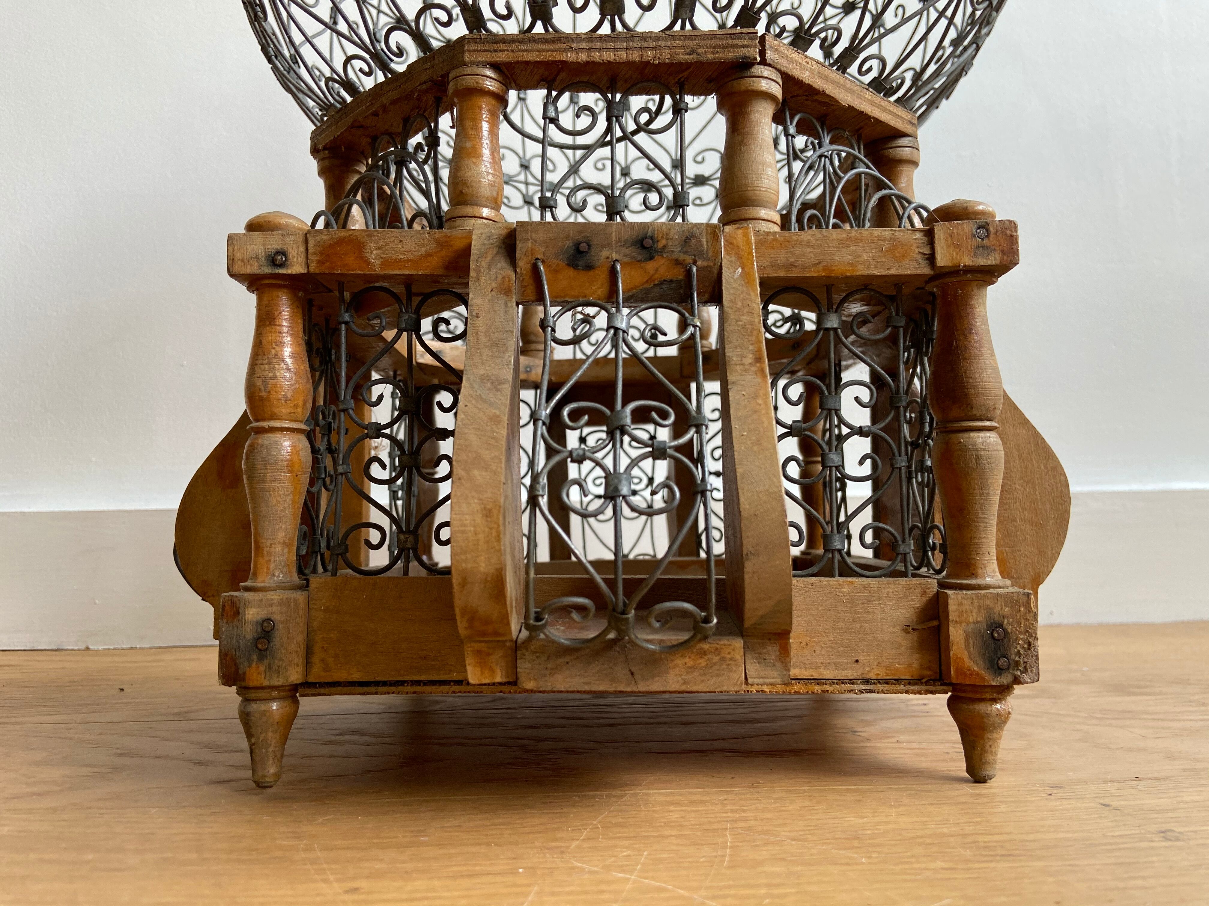 Wooden and metal birdcage