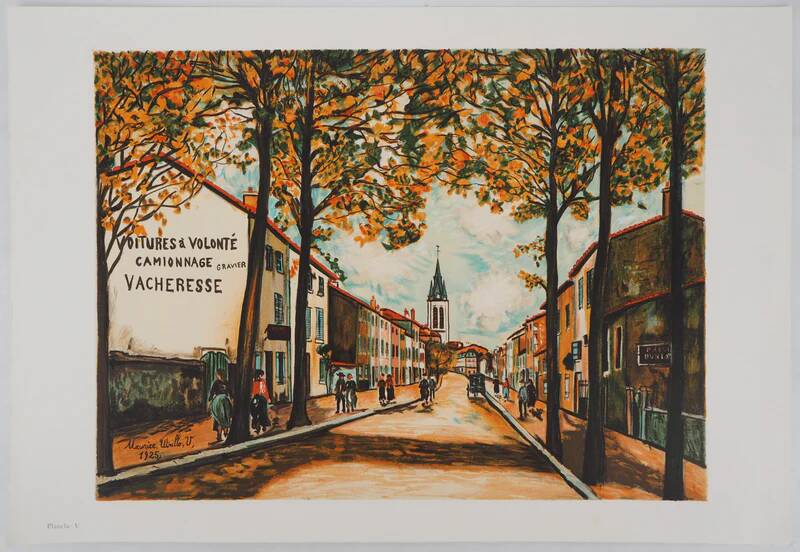 Maurice Utrillo: La Vacheresse, national road to Anse (Rhône), signed lithograph