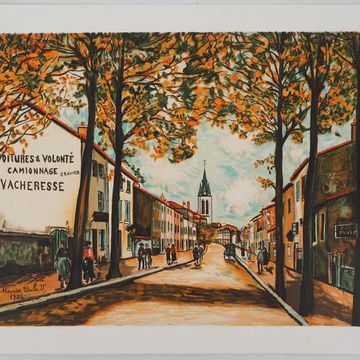 Maurice Utrillo : La Vacheresse, route nationale à Anse (Rhône), lithographie signée