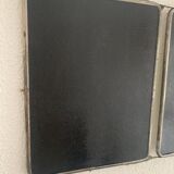 Miroir vintage 1950 triptyque barbier simili lézard noir coiffeur - 27 x 67