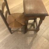Small children's table (or coffee table) in brown varnished oak.