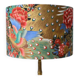 Jouy fabric lampshade, peacock, flowers, gold, 35cm