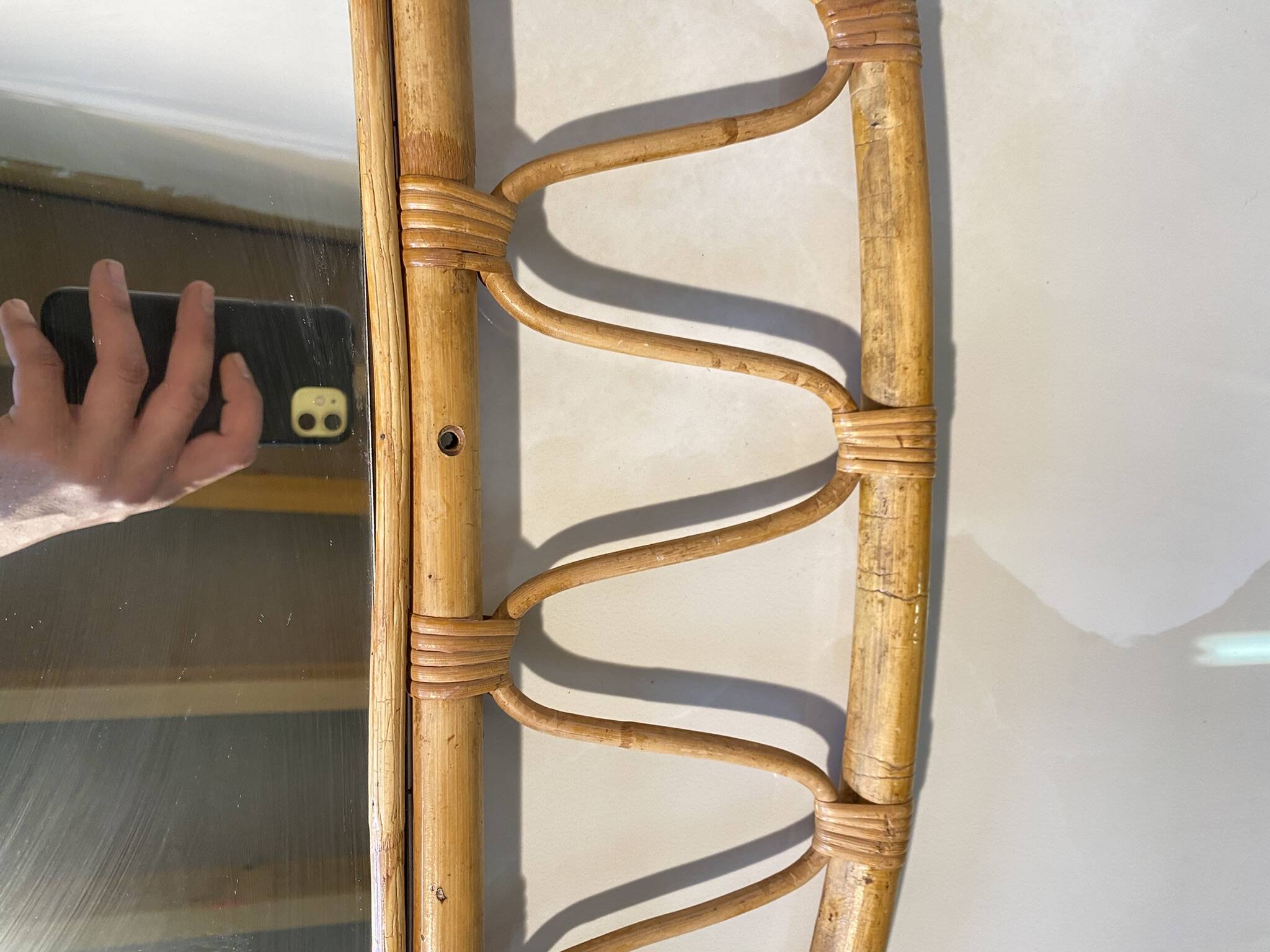 Vintage rattan mirror from the 1960s