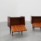 Pair vintage nightstands in wood veneer, Belgium 1950s