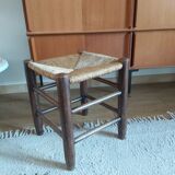 Wooden and vintage straw tabout