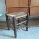 Tabouret en bois et paille vintage