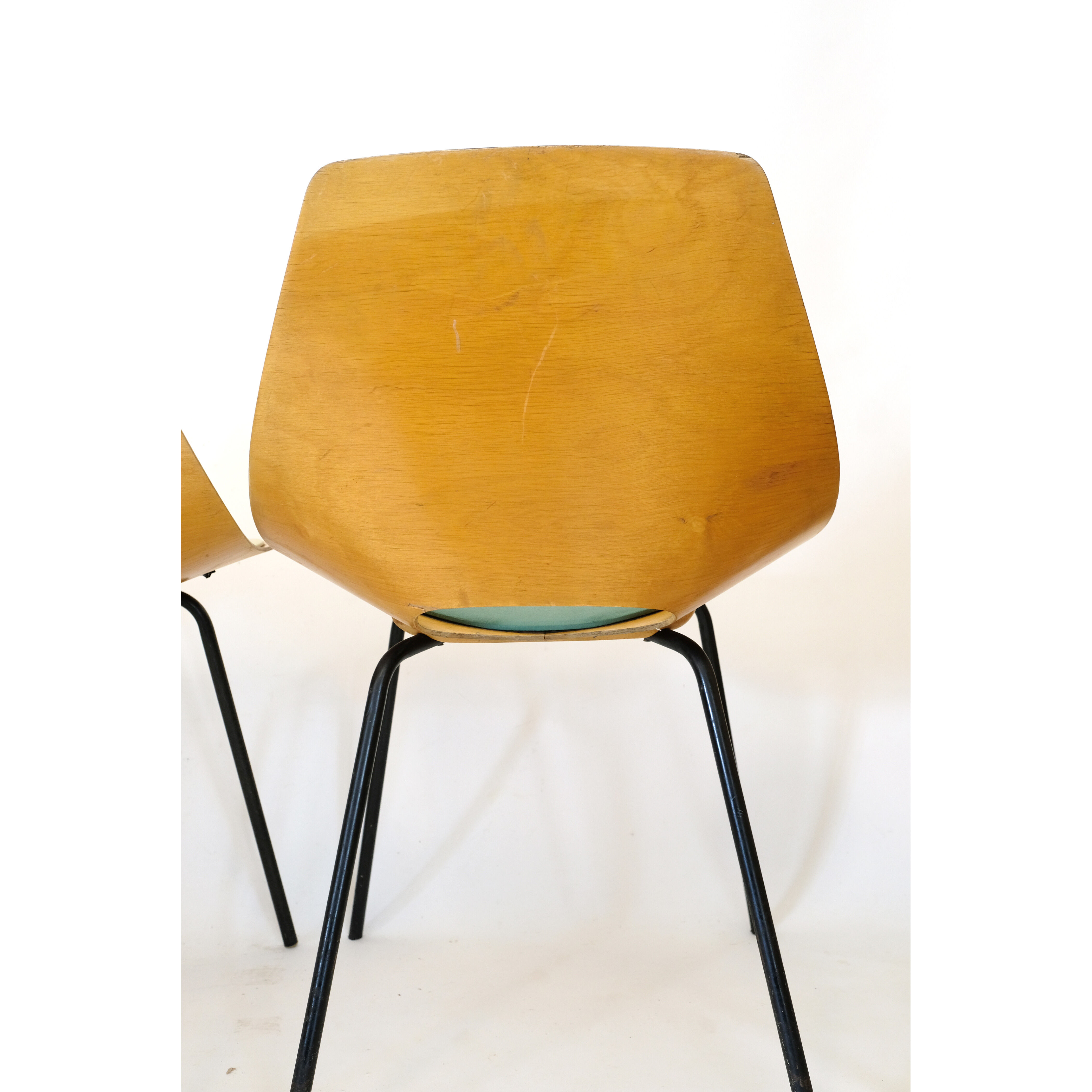 Pierre Guariche set of 6 Tonneau chairs, Steiner, 1960.