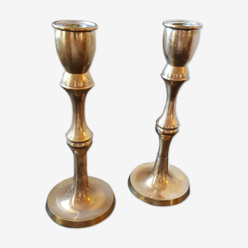 Pair of copper candlesticks