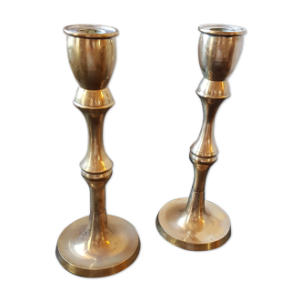 Pair of copper candlesticks