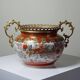 Cache-pot japonais en porcelaine Kutani et bronze, époque Meiji XIX-XXe
