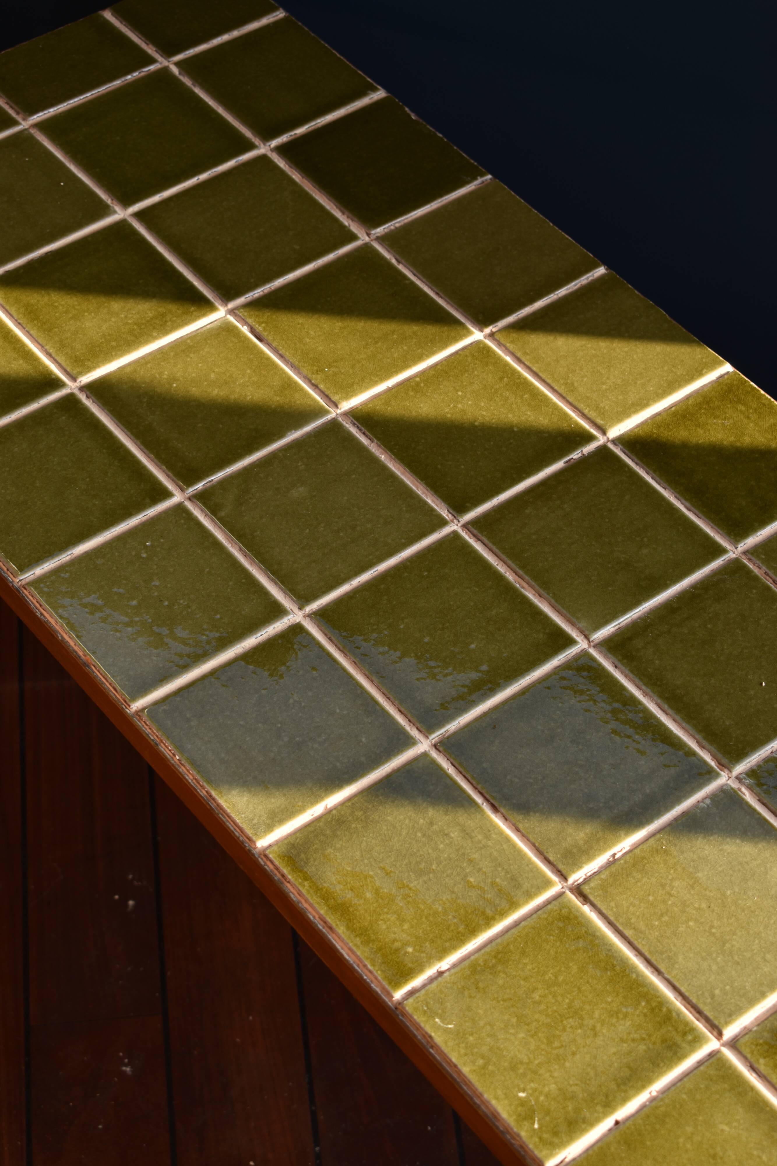Vintage coffee table green tiles