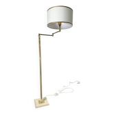 Lampadaire à bras articulé en métal laitonné
