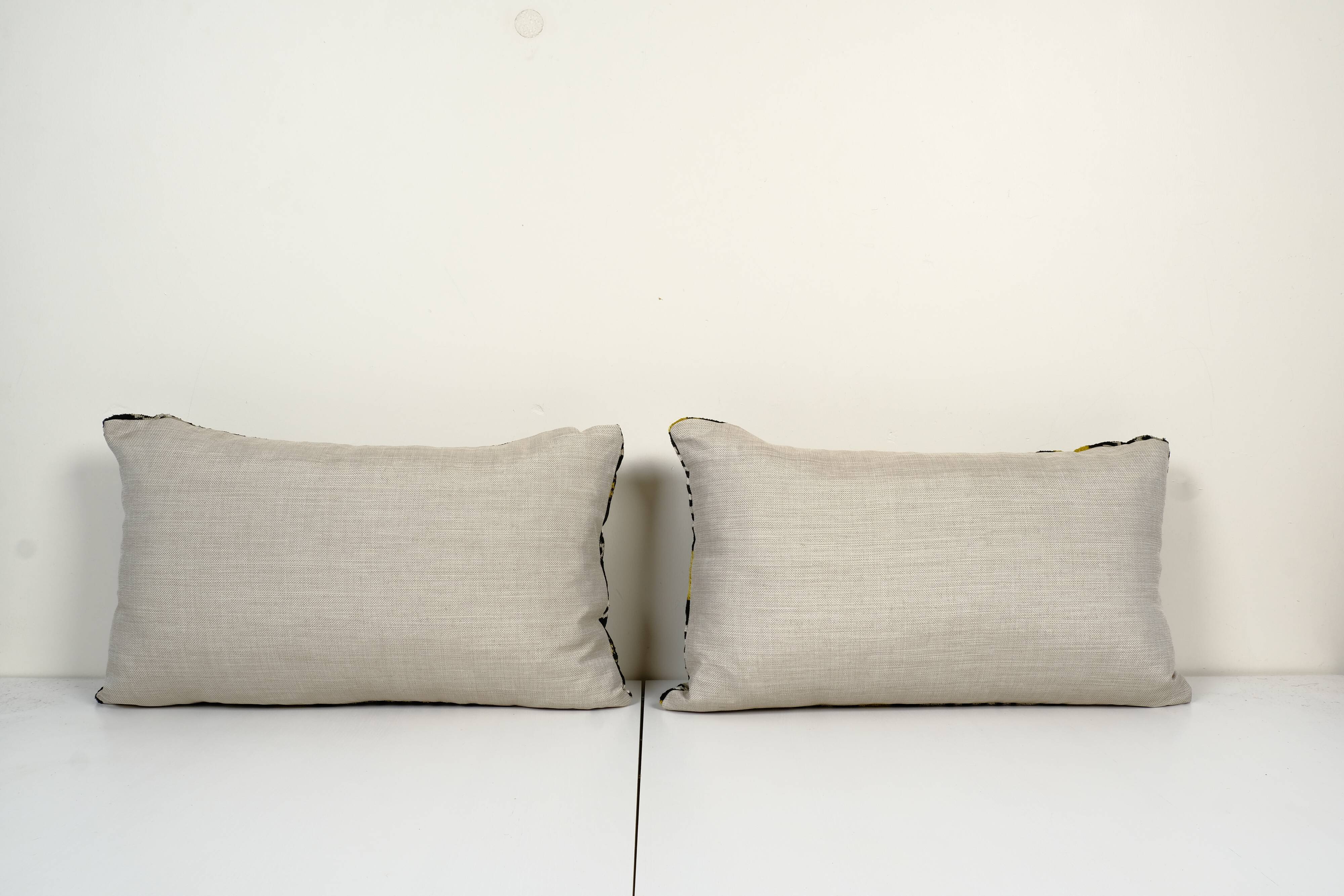 Set of two silk ikat velvet pillow covers