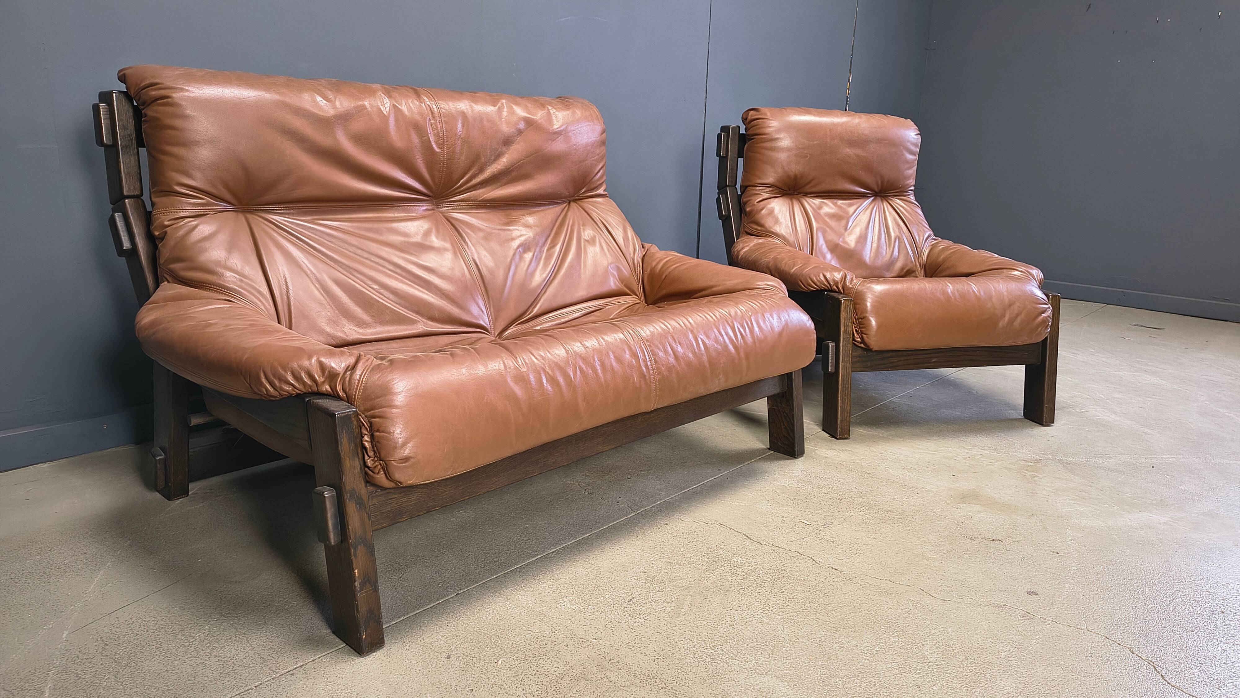 Vintage brutalist sofa set by Gerard Van den Berg for Montis, 1970s
