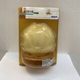 Modernist wall lamp in pine and opaline