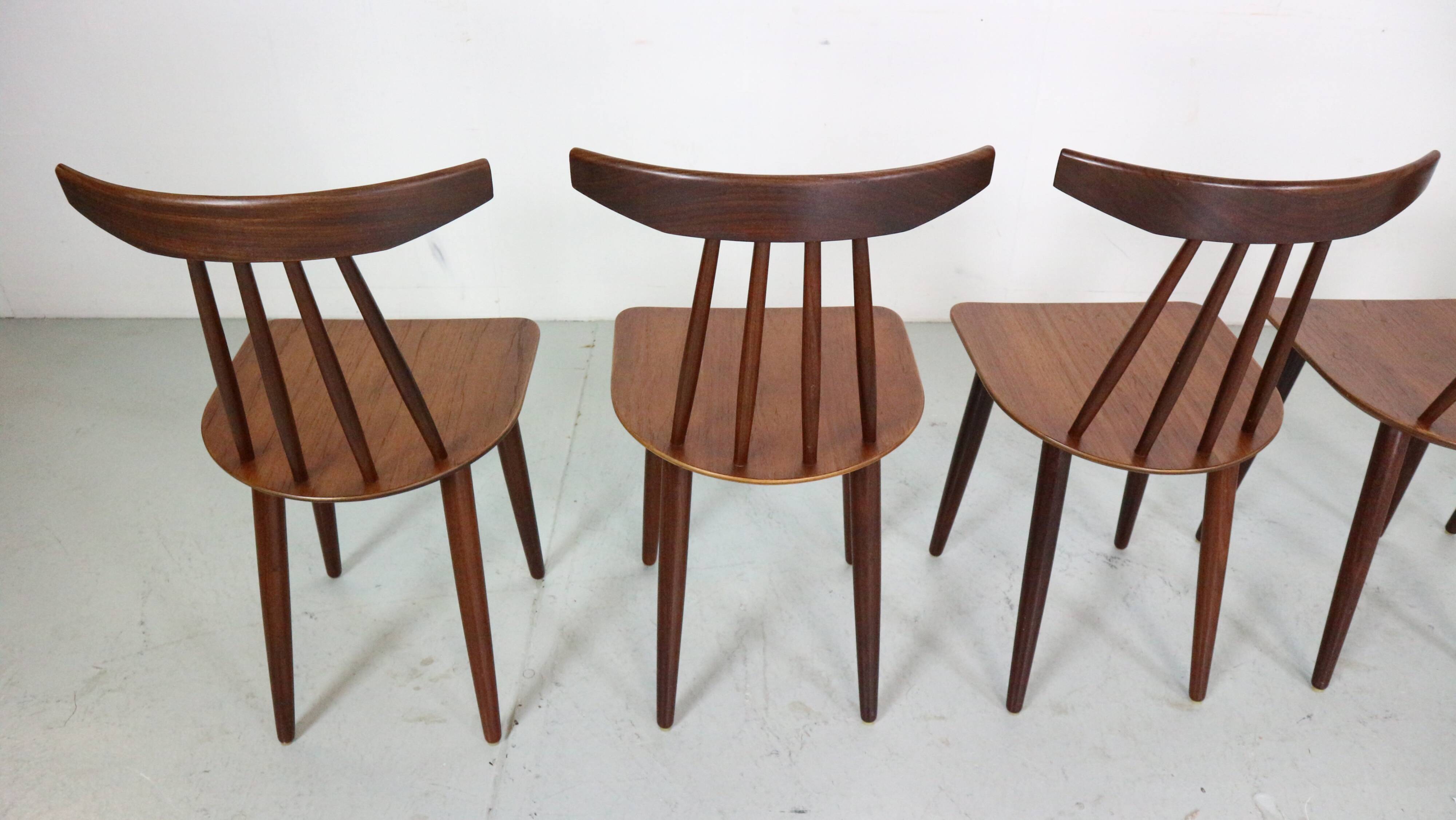 Poul Volther Set Of 6 Dinning Room Chairs "3705" For Fremel Røjle, Denmark, 1960