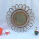 Miroir soleil rotin original vintage 70 59x27cm
