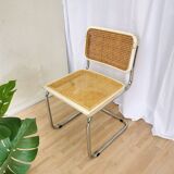 Chaise Cesca par Marcel Breuer en rotin bois et métal chromé, années 1970