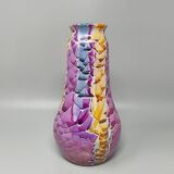1990s Astonishing Giuseppe Locci Polycrome Craquelé Vase in Sardinian Ceramic. Made in Italy