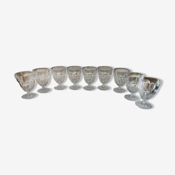 Set of 9 antique stemmed glasses
