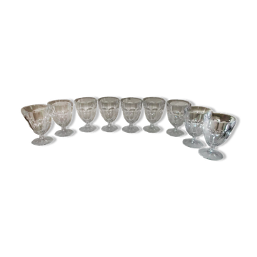 Set of 9 antique stemmed glasses