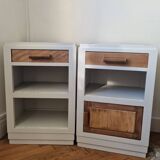 Pair of vintage beech bedside tables