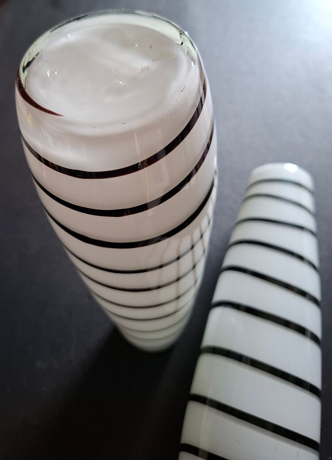 Set of 2 handcrafted opaline vases