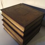 Stacked book ice bucket made of wood and leather