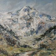Tableau, oil, mountain landscape, Mont Blanc, Germaine Francoz