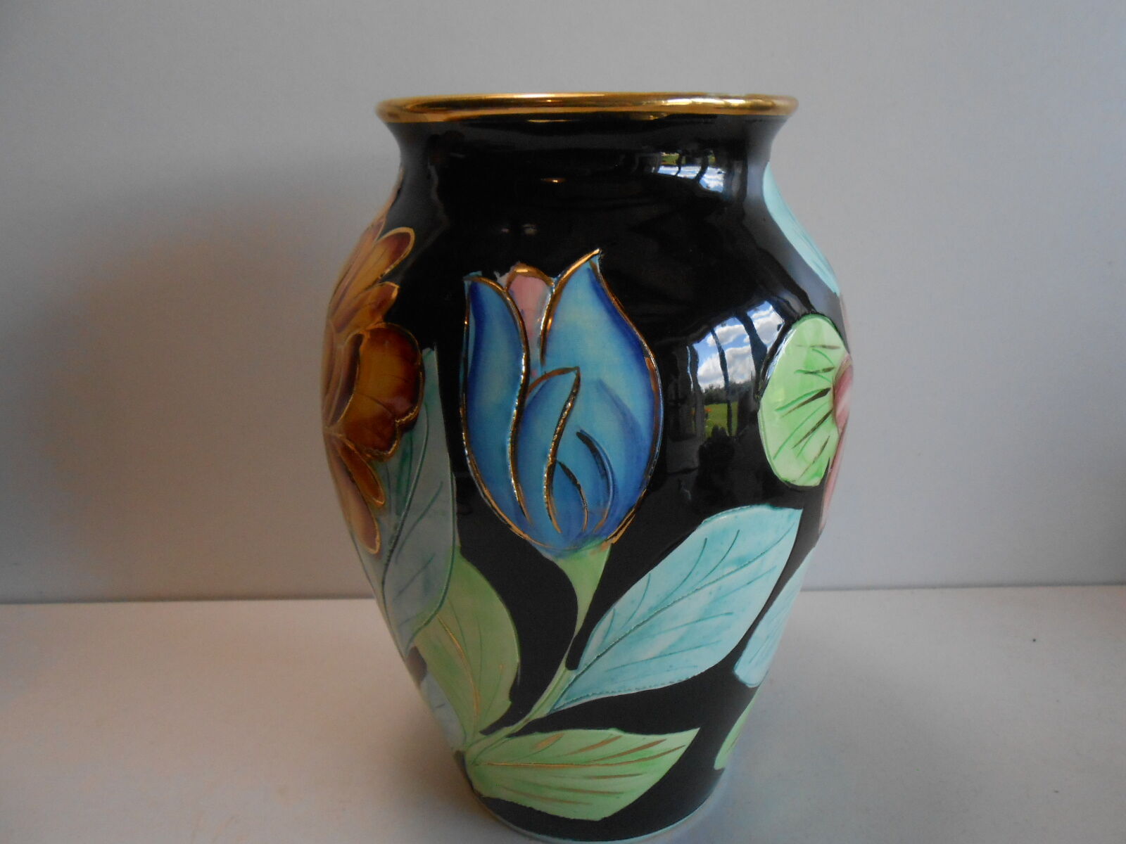 Vase polychrome vallauris jtf floral 50