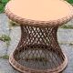 Small Vintage Wood and Rattan Roundtable 1960