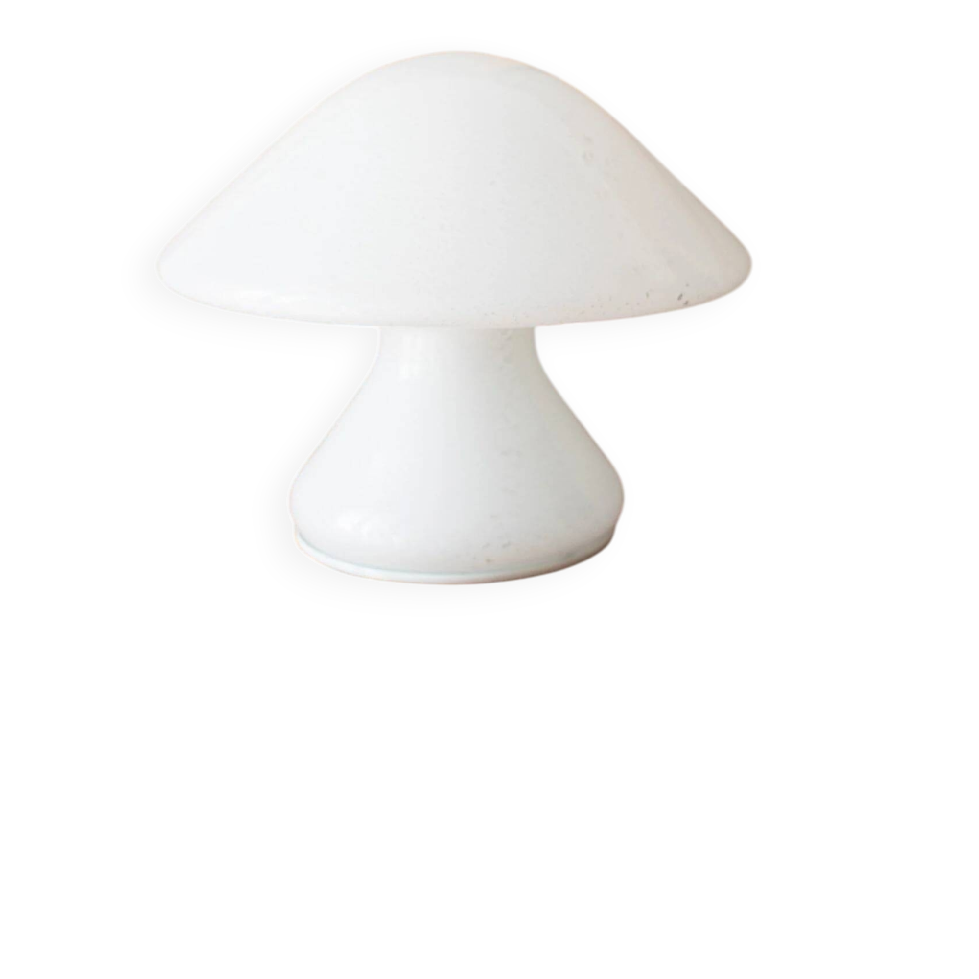 Lampe de table champignon en verre Murano blanc XXL avec détails en argent – design Space Age, années 1970