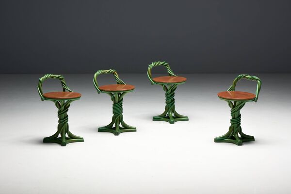 Tabourets fantaisistes en forme de vigne, France, fin du XXe siècle