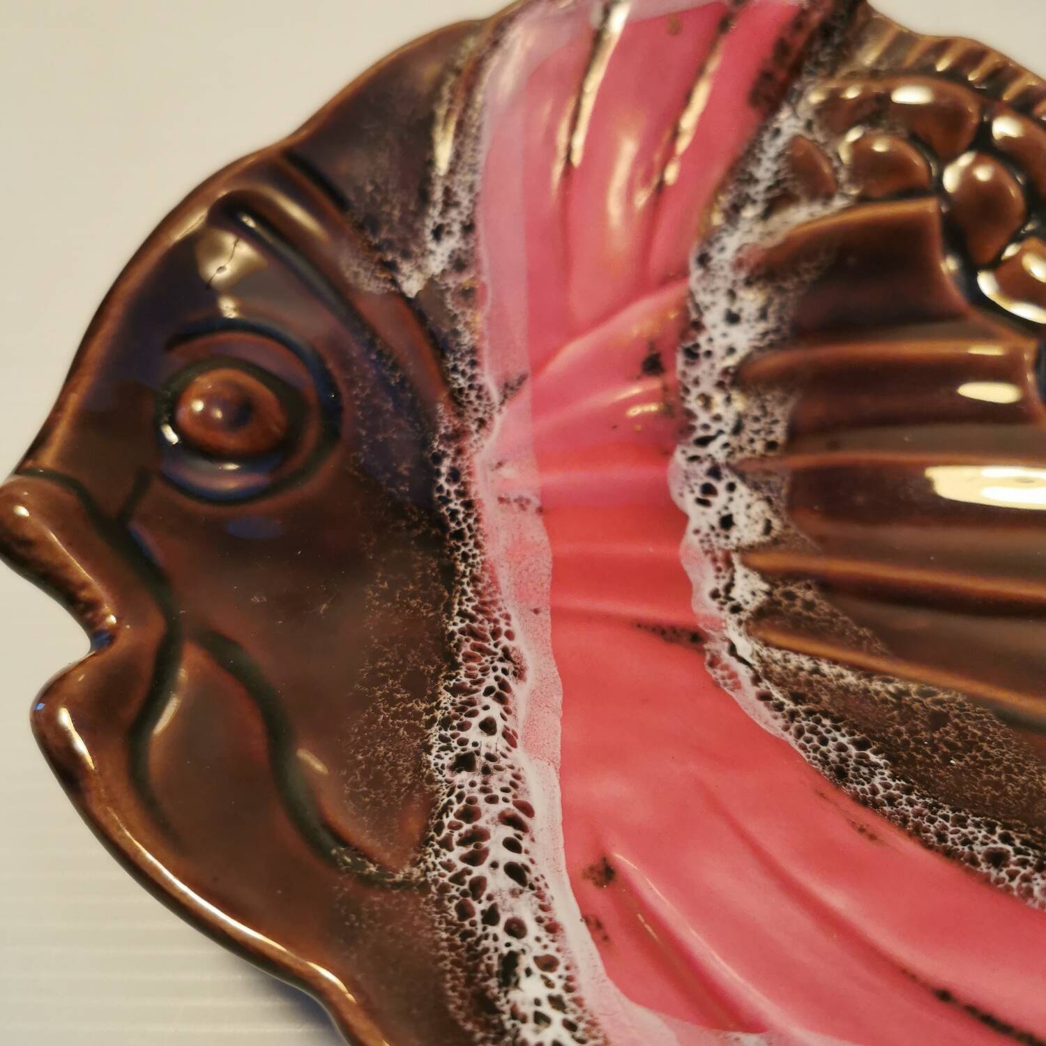 Dish / empty fish pocket in vintage ceramic 70s signed Vallauris