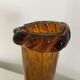 Biot blown glass amber bottle