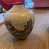 Small ovoid stoneware landscape vase