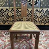 Set of 6 Art Deco chairs in oak and cane - caned