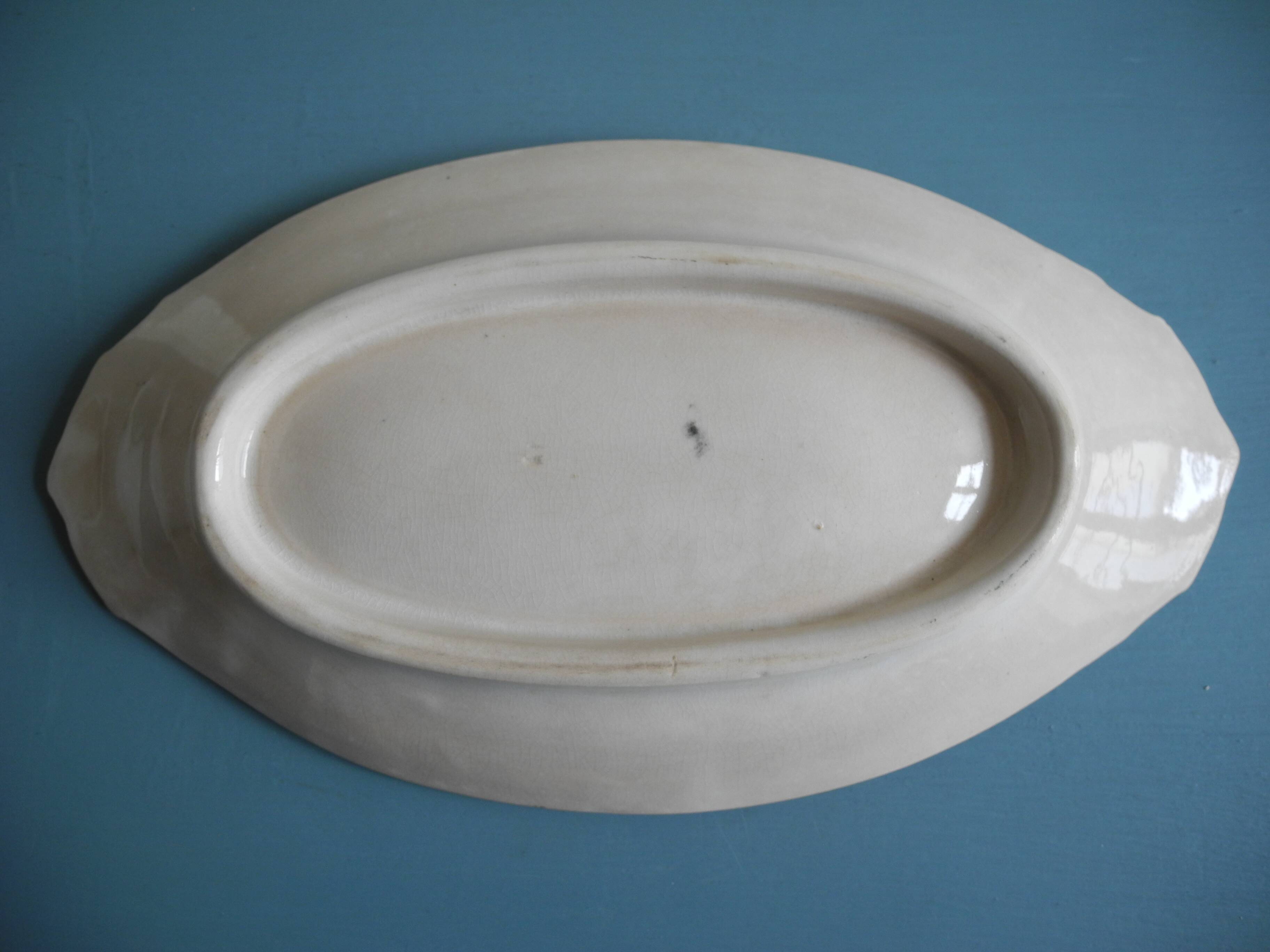 large antique earthenware dish Onnaing Moisson antique French earthenware dish