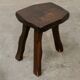 Ensemble table basse et tabourets brutaliste en pin noirci 1960