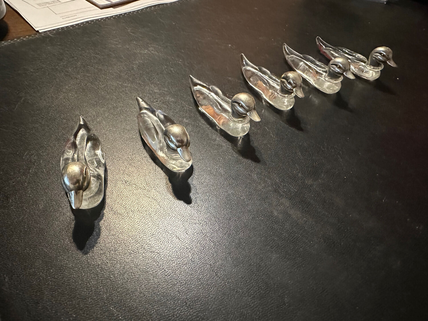 6 knife holders in crystal and silver metal