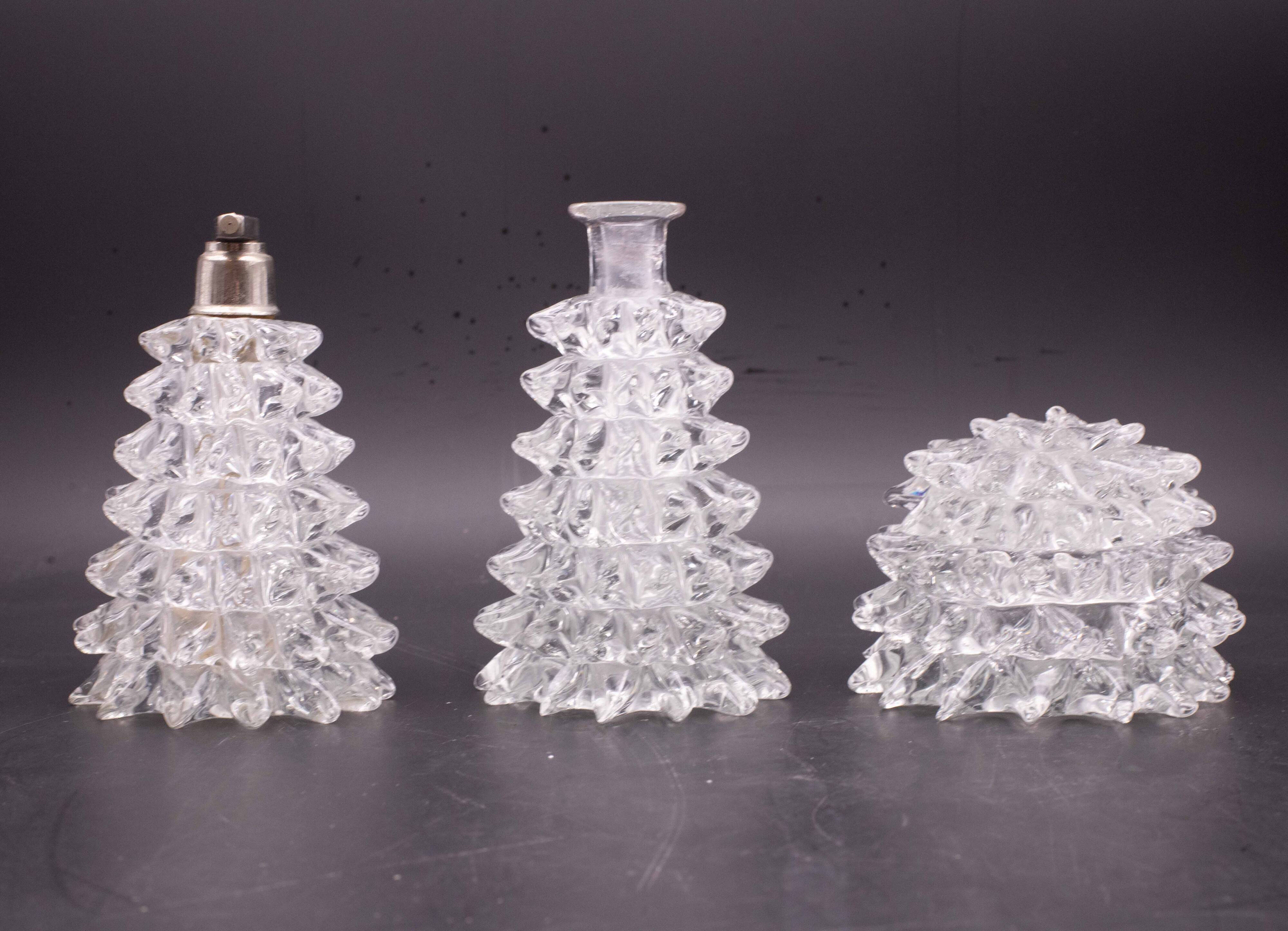 Set of 3 Ercole Barovier Rostrato Murano Italian Glass Vase for Barovier &