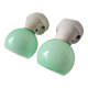 Duo of wall lamps in porcelain and green opaline