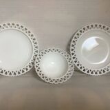 Opaline trio plate and heart bowl