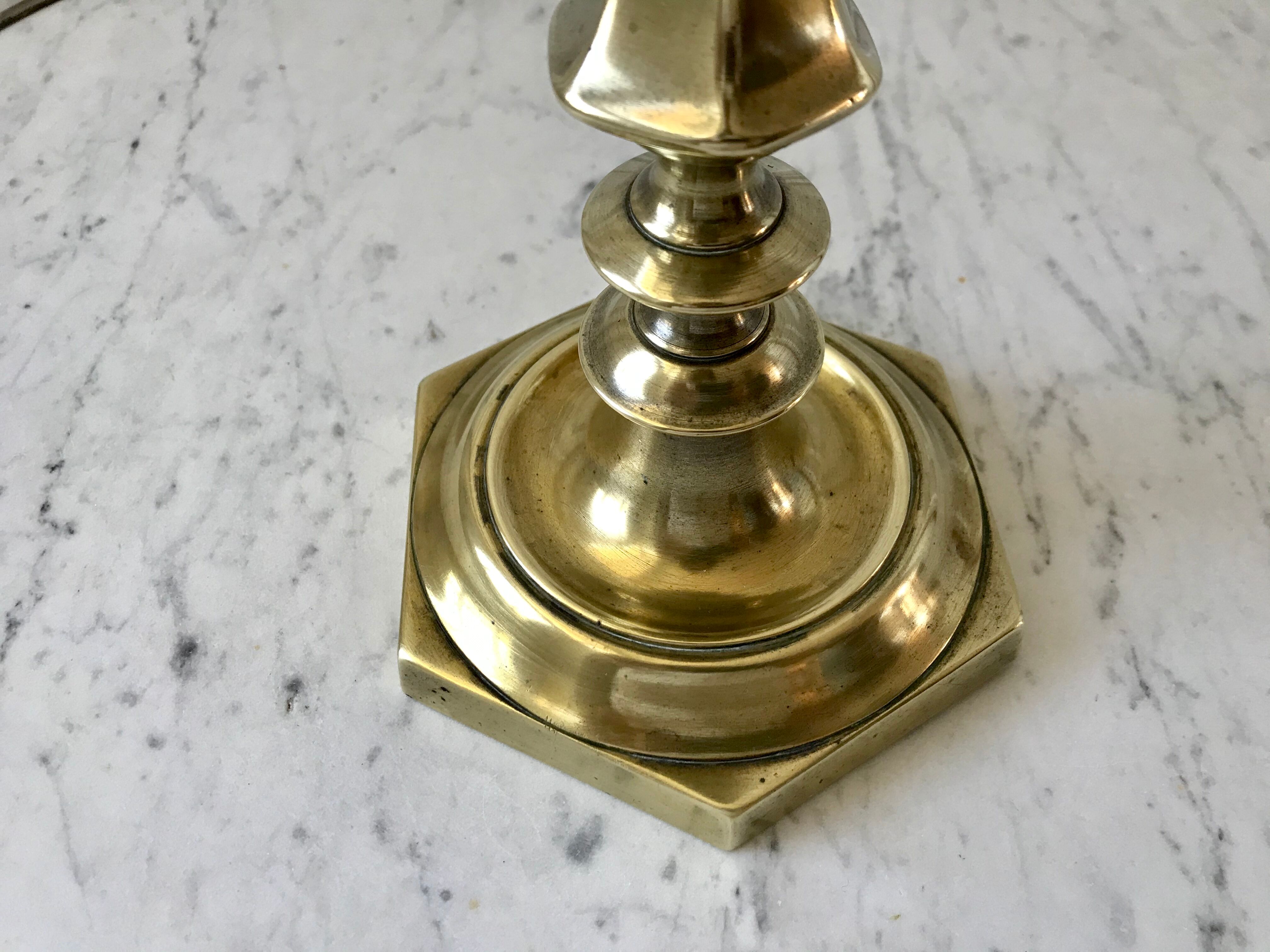 Candle holder / candlestick in golden brass 20s