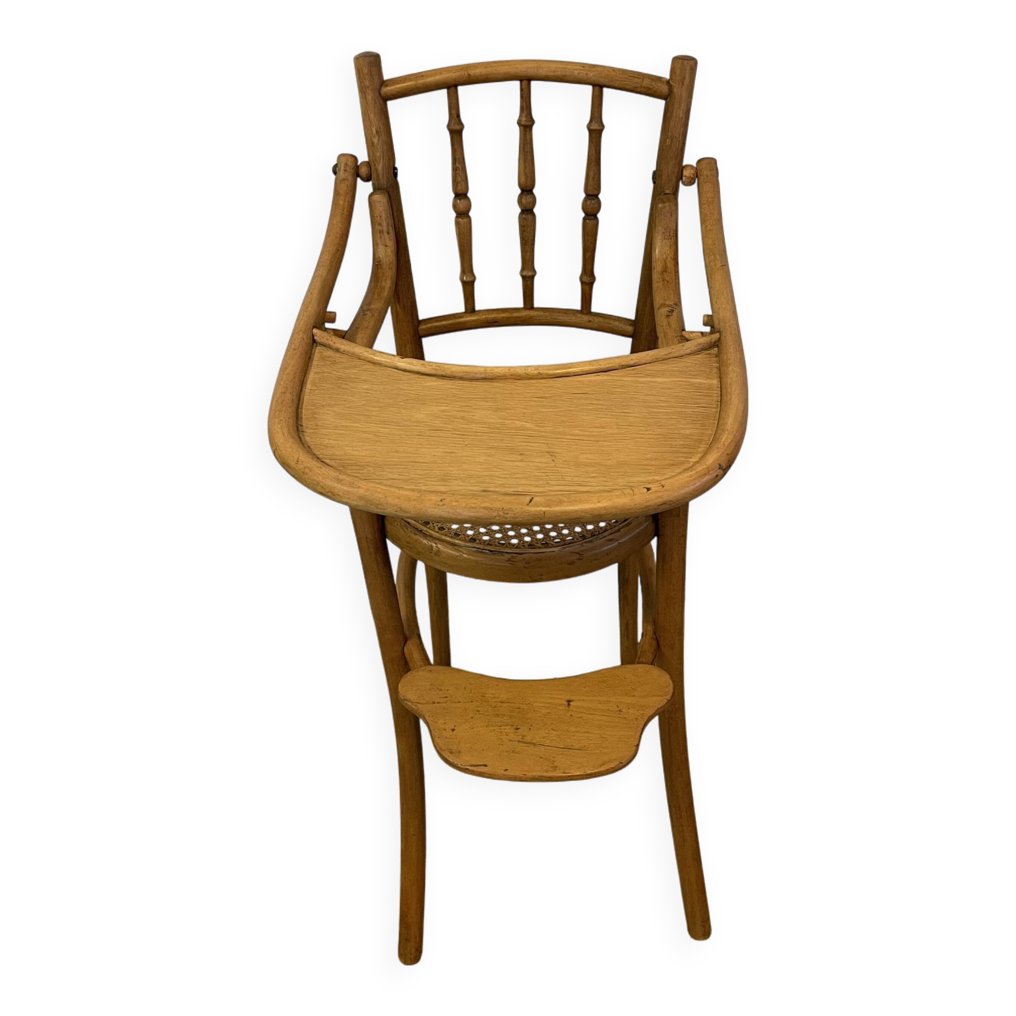 Chaise haute pour bébé en hêtre cintré